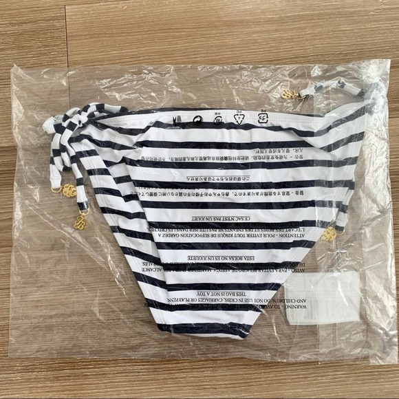 Tommy Bahama Palms of Paradise Embroidered String Bikini Bottoms in Navy/White - Picture 4 of 7